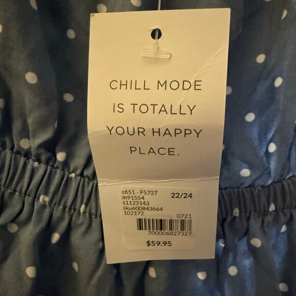 Cacique Sleep Polka Dot Ruffle Maxi Nightgown, Blue & White, Plus Size 22/24 - Picture 6 of 8